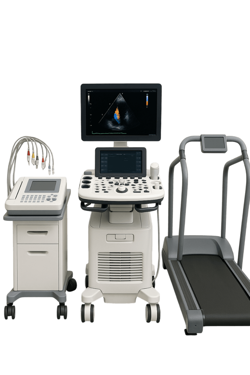 ECG, ECHO, TMT